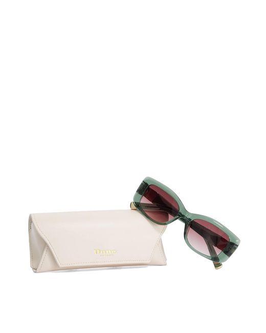 Dune Green Goal Slim Rectangular Sunglasses
