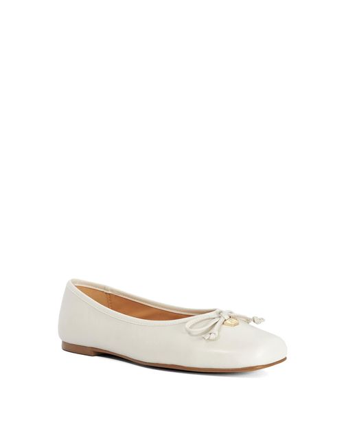 Dune Natural Harllowe Leather Square Toe Ballet Flats