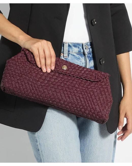 Dune Purple Encourage Woven Clutch With Cross Body Strap