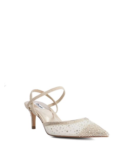 Dune Metallic Charismatic Mesh Diamante Slingback Shoes