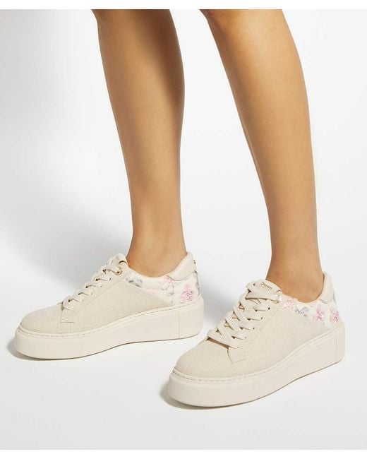Dune White Evienne Leather Lace-Up Chunky Trainers