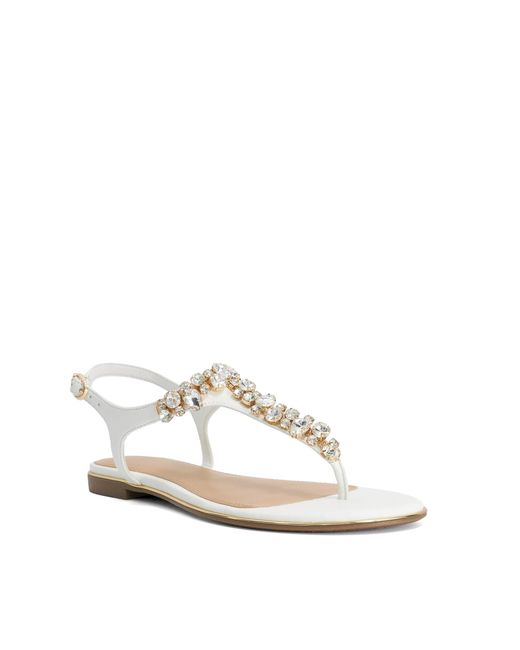 Dune White Wf Life Embellished Toe Post Sandals