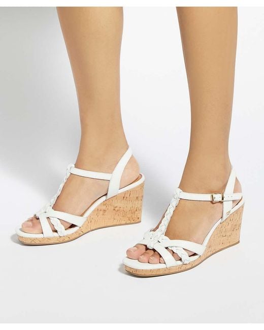 Dune White Wf Karly Leather Cork Wedges