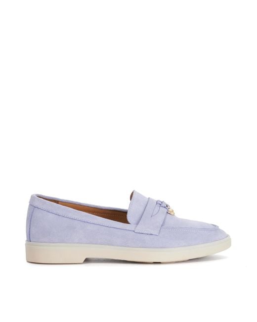 Dune Blue Grinning Suede Slip On Loafers