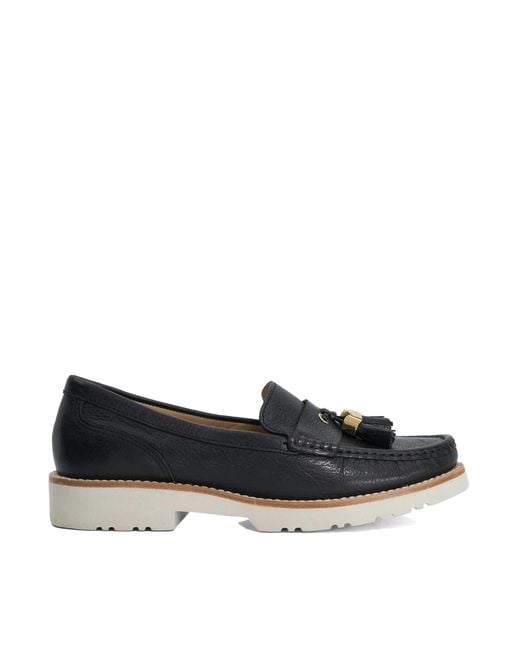 Dune Black Wf Gwen Wide Fit Casual Tassel Trim Loafers