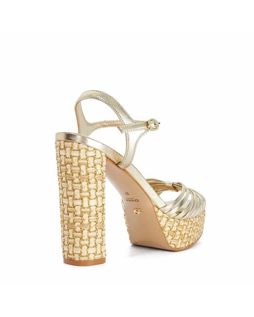 Dune Metallic Minogue Raffia Platform Heels