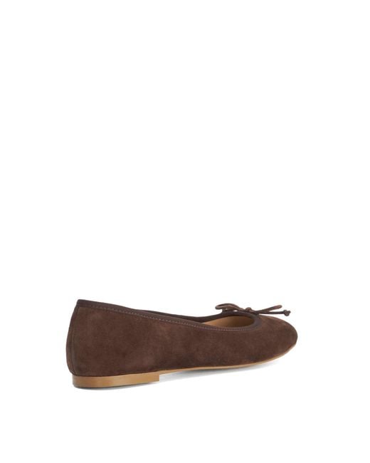 Dune Brown Wf Helenne Bow-Detail Ballet Flats