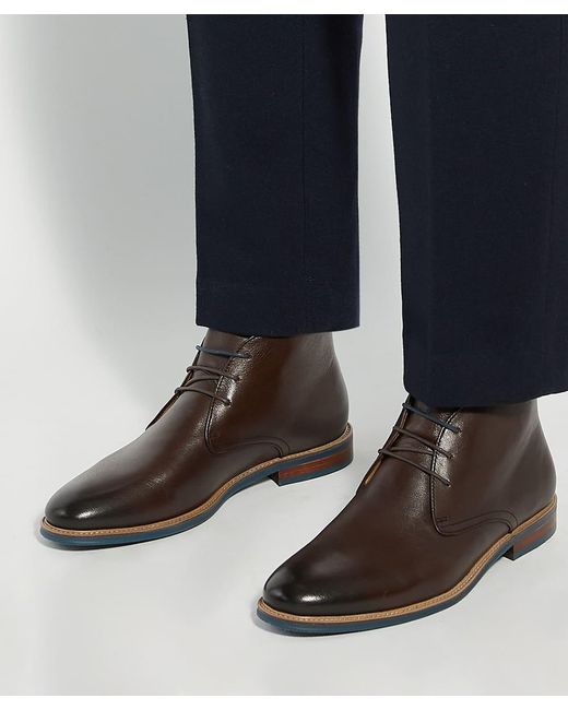 Dune Brown Millers Round Toe Lace Up Boots for men