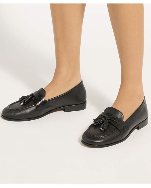 Dune Blue Giavonni Leather Tassel Trim Loafers