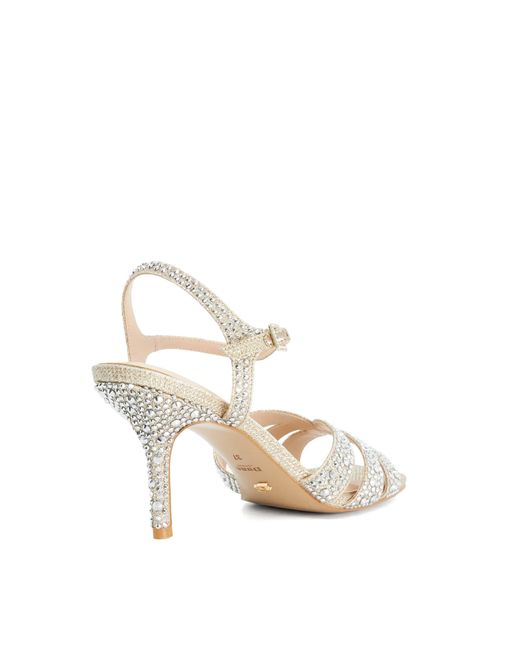 Dune Pink Mayven Jewel Embellished Block Heel Sandals