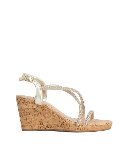 Dune Metallic Kiikii Cork Wedge Sandals