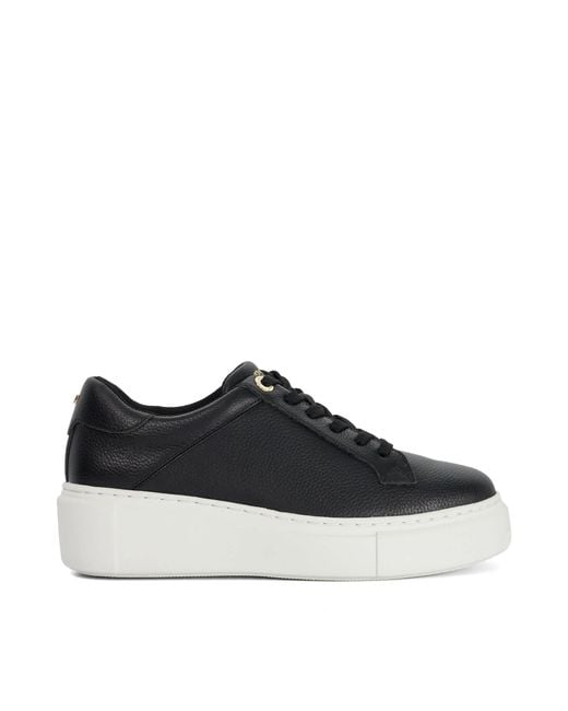 Dune Black Evienne Leather Lace-Up Chunky Trainers