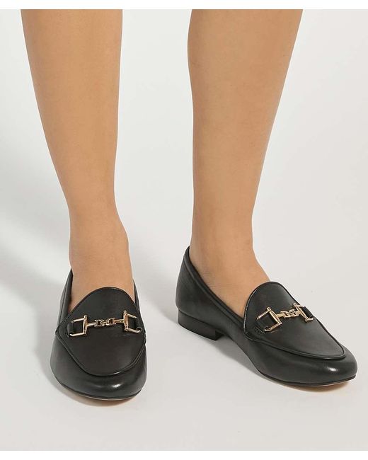 Dune Blue Wf Glair Wide Fit Almond Toe Buckle Detail Loafers