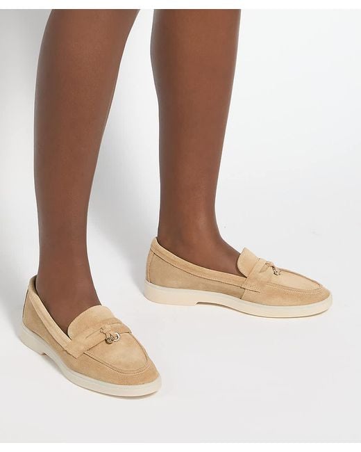 Dune Natural Grinning Suede Slip On Loafers