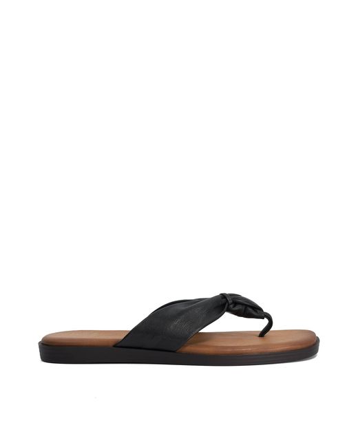 Dune Black Looks Leather Toe Post Flip Flop Sandals