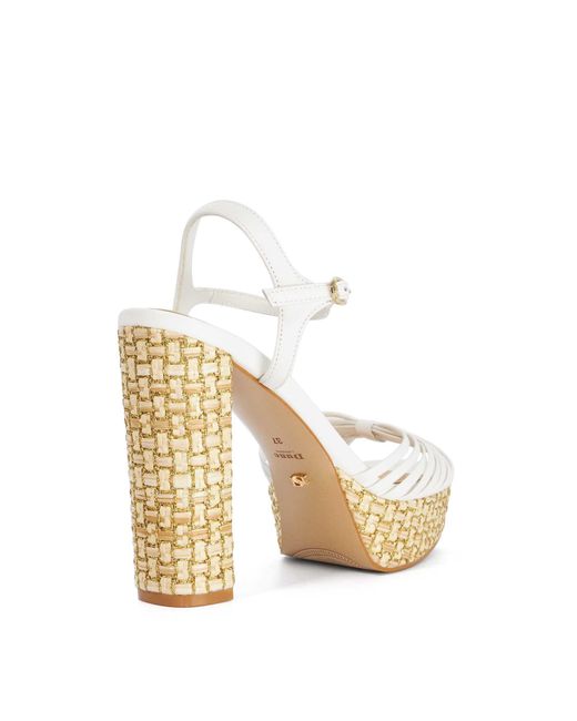 Dune Metallic Minogue Raffia Platform Heels