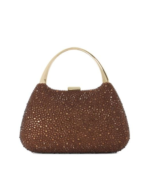 Dune Brown Beamings Handle Embellished Bag