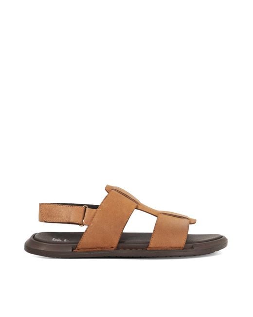 Dune Brown Izan Leather Sandals for men
