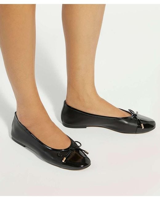 Dune Black Haliah Patent Toe Cap Ballet Flats