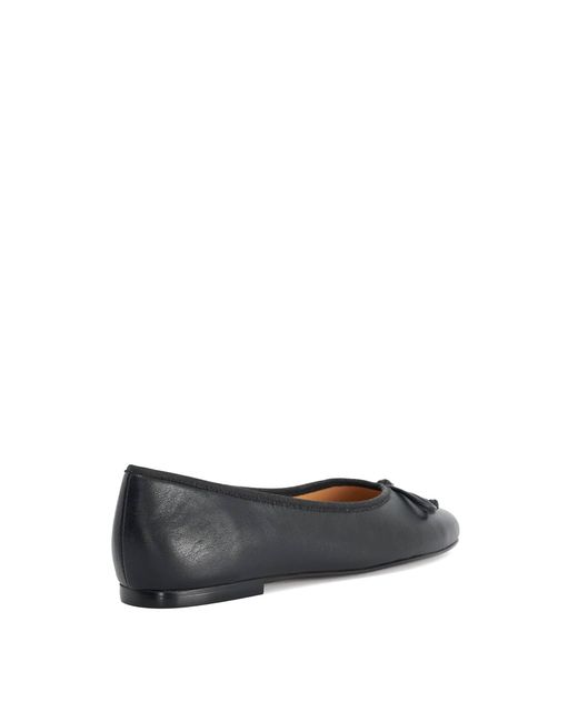 Dune Blue Harllowe Leather Square Toe Ballet Flats