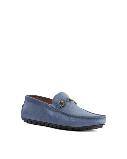 Dune Blue Brackon Wf Suede Snaffle Trim Moccasins for men
