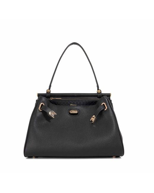 Dune Black Dynamic M Leather Metal Trim Tote Bag