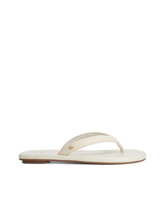 Dune White Levana Suede Toe Post Flat Flip Flop Sandals
