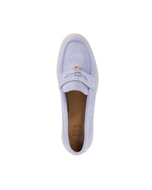 Dune Blue Grinning Suede Slip On Loafers
