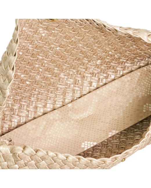 Dune Natural Encourage Woven Clutch With Cross Body Strap