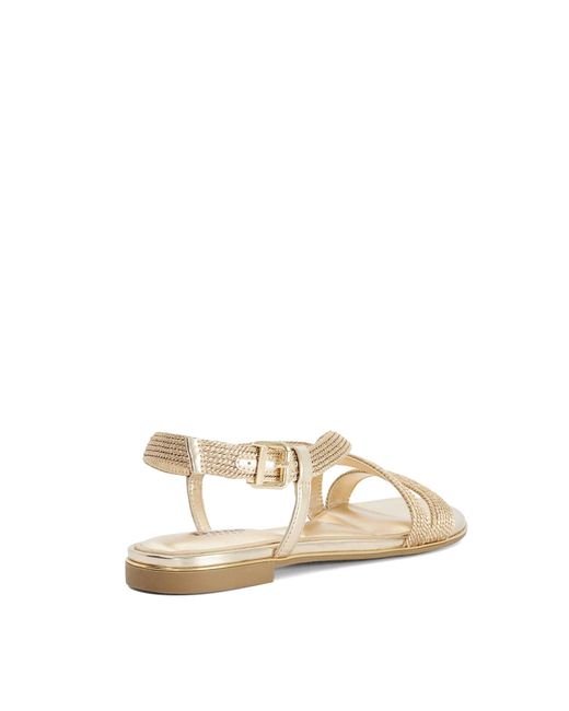 Dune Natural Lope Metallic Flat Sandals