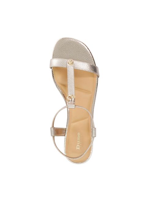 Dune Natural Lyra Flat T-Bar Sandals