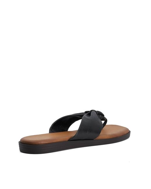 Dune Black Looks Leather Toe Post Flip Flop Sandals