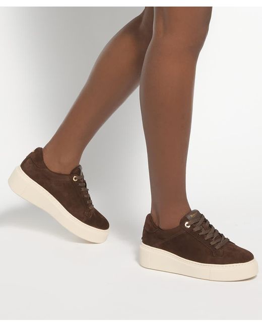 Dune Brown Evienne Leather Lace-Up Chunky Trainers