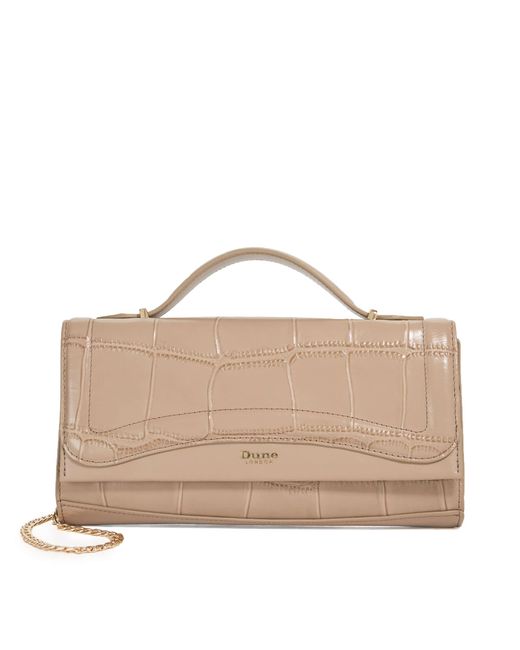 Dune Natural Edited Top Handle Snake-Effect Bag