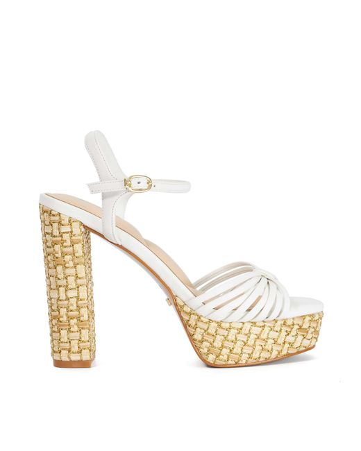 Dune Metallic Minogue Raffia Platform Heels