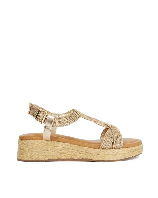 Dune Metallic Laylah Raffia Flatform Sandals
