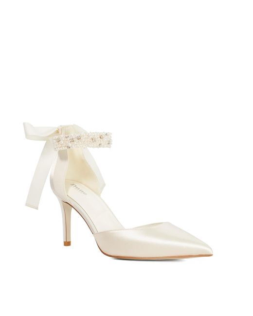 Dune Metallic Corsages Ankle Tie Satin Bridal Shoes