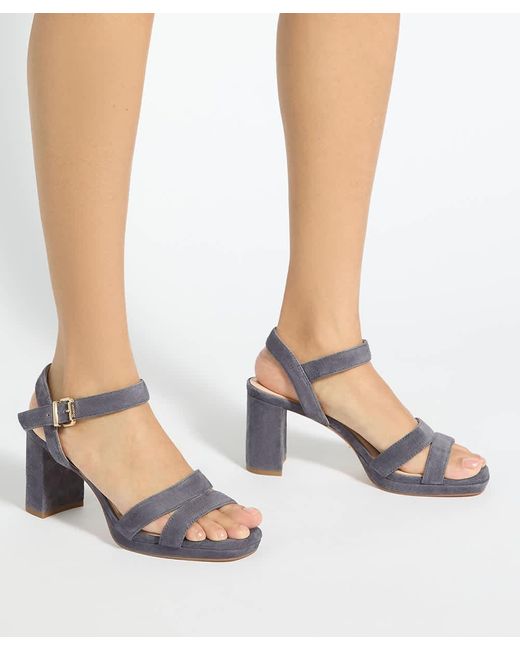 Dune Blue Manifesting Block Heel Sandals