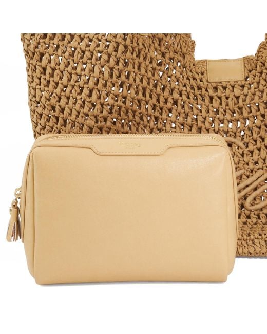 Dune Brown Dewdrop Raffia Logo Shoulder Bag