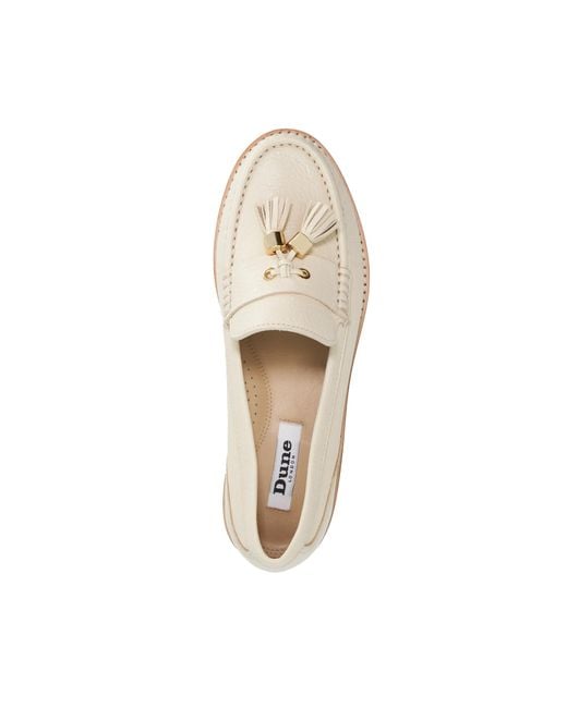 Dune Natural Wf Gwen Wide Fit Casual Tassel Trim Loafers