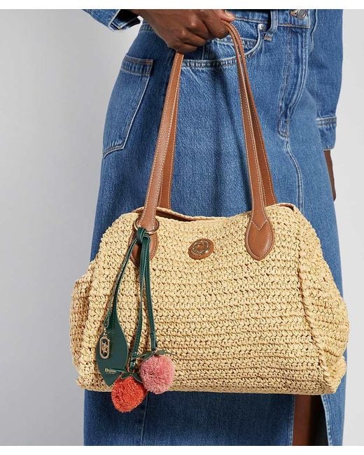 Dune Metallic Devotedly Raffia Double Grab Handle Tote Bag