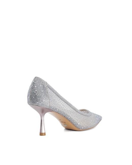 Dune Gray Brivelle Mesh Embellished Court Shoes