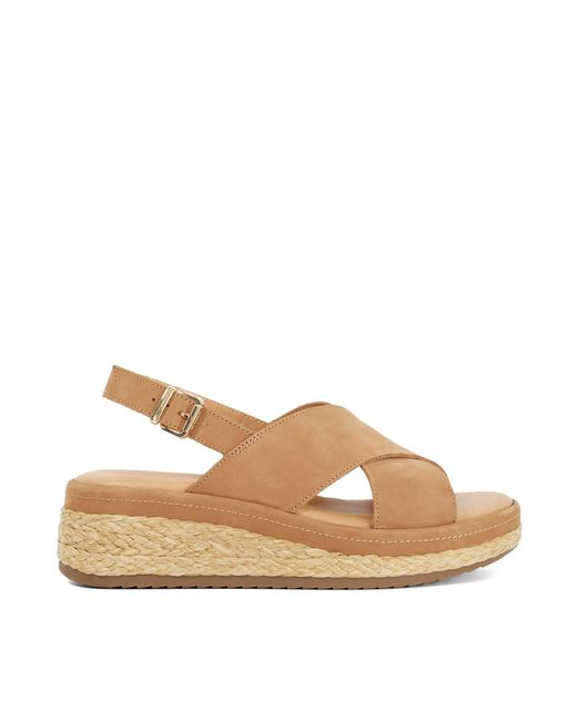 Dune Natural Kiya Raffia Flatform Sandals