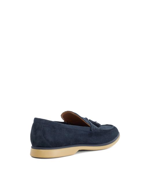 Dune Blue Broddi Suede Tassel Trim Loafers for men