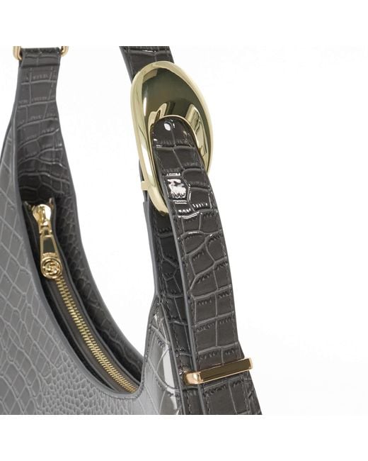 Dune Gray Disarming Buckle-Detail Shoulder Bag