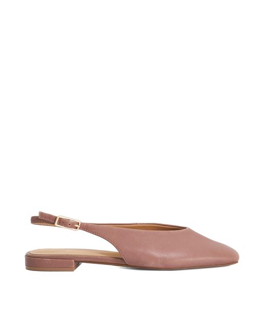 Dune Pink Heartbeat Leather Slingback Ballet Flats