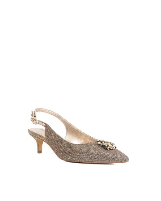 Dune Metallic Context Bug Embellished Kitten Heels