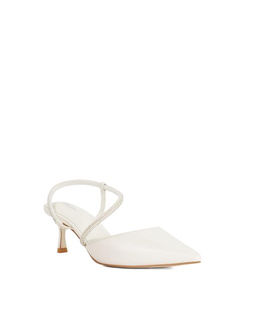 Dune White Ceremonial T-Bar Embellished Wedding Shoes