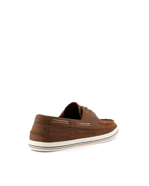 Dune Brown Burnner Knitted Boat Shoes for men