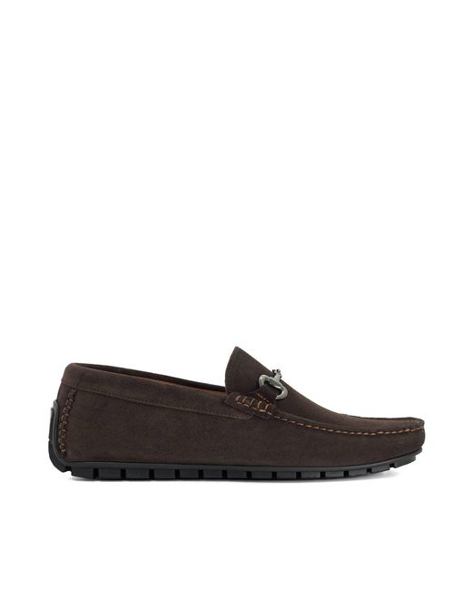 Dune Brown Brackon Snaffle Trim Suede Loafers for men